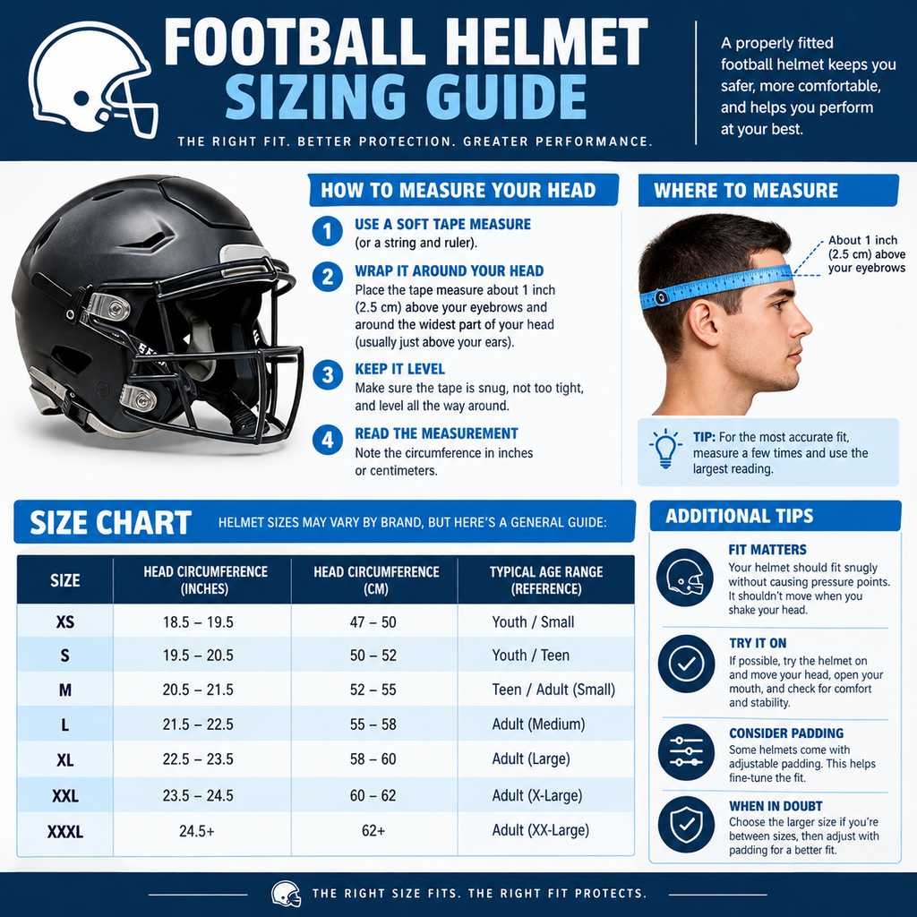 football helmet sizing guide