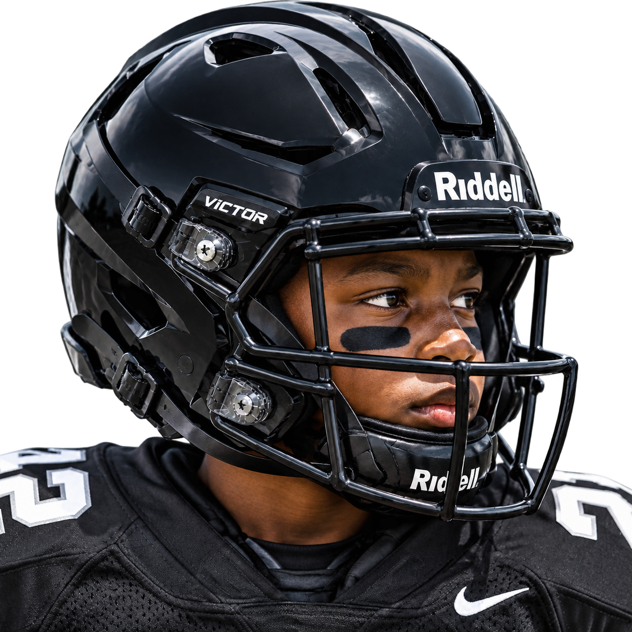 player wearing a riddell victor helmet youth